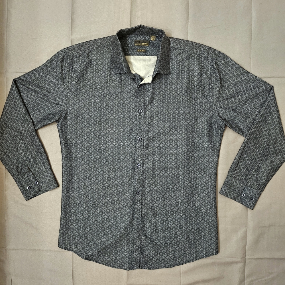 Black Label by Ruffini (Italy) Slim Fit Blue/Gray Button Up Shirt Men’s Large